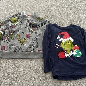 Kids Long Sleeve Grinch Shirts - Gray and Navy